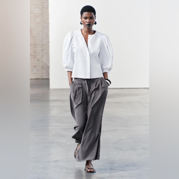 Zara Tops - ZARA WOMAN COLLECTION 100% Cotton White Puff Sleeve Blouse (S)